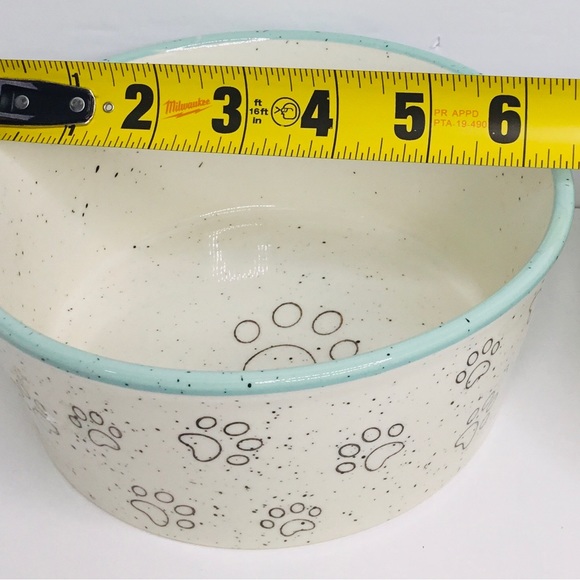 2 Pet Bowl Cat Kitten PAWS Food Water Dish Bowl Pacifica Pottery Tur… - Picture 3 of 5
